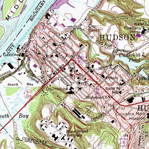 Topographic Map of First Baptist Church, NY