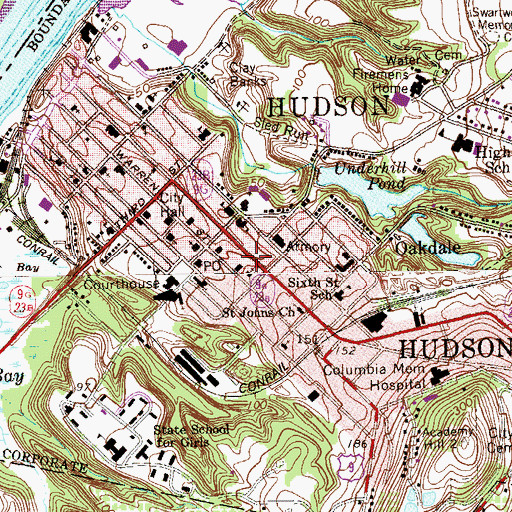 Topographic Map of First Methodist Church, NY