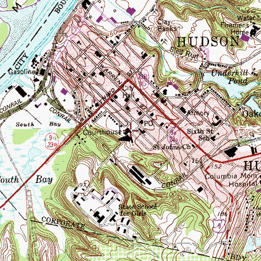 Topographic Map of Columbia County Court House, NY