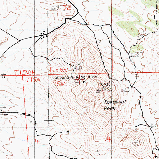 Topographic Map of Carbonate King Mine, CA