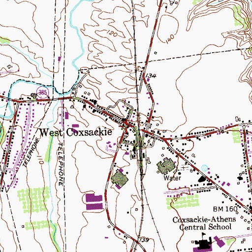 Topographic Map of Coxsackie Fire Station Number 1, NY