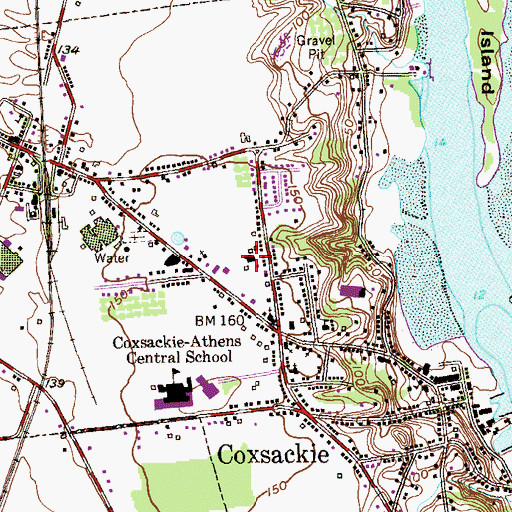 Topographic Map of Coxsackie Volunteer Fire Department  Hamilton Steamer Company 2, NY