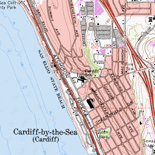 Topographic Map of Cardiff Elementary School, CA