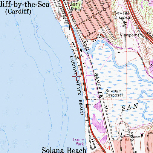 Topographic Map of Cardiff State Beach, CA