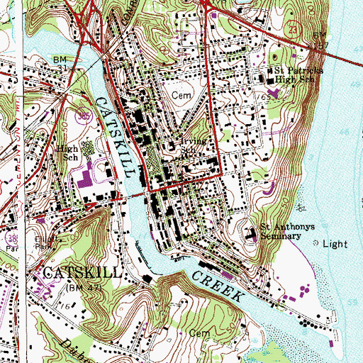 Topographic Map of Catskill Public Library, NY