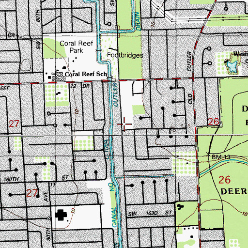 Topographic Map of Cutler Census Designated Place (historical), FL
