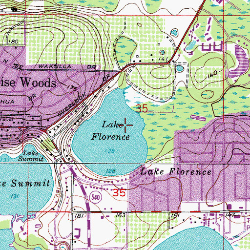 Topographic Map of Cypress Gardens Census Designated Place, FL