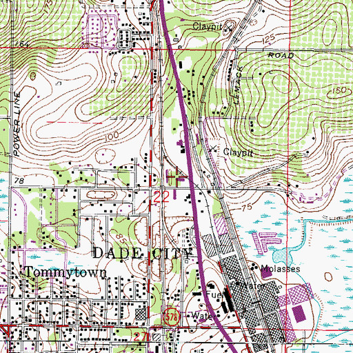 Topographic Map of Dade City North Census Designated Place, FL