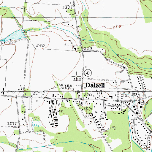 Topographic Map of Dalzell Census Designated Place, SC