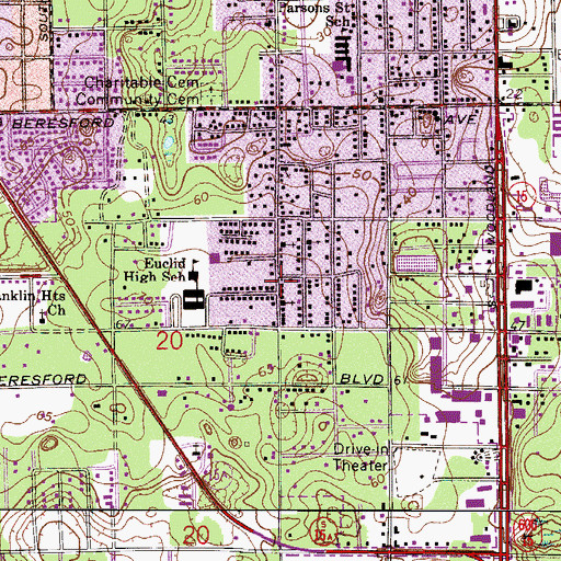 Topographic Map of DeLand Southwest Census Designated Place, FL