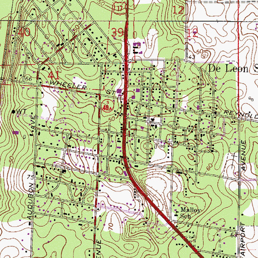 Topographic Map of De Leon Springs Census Designated Place, FL