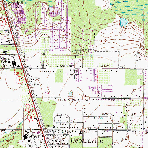 Topographic Map of Deenwood Census Designated Place, GA