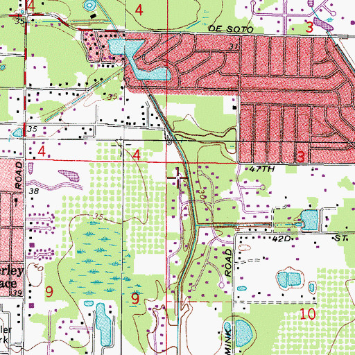 Topographic Map of Desoto Lakes Census Designated Place, FL