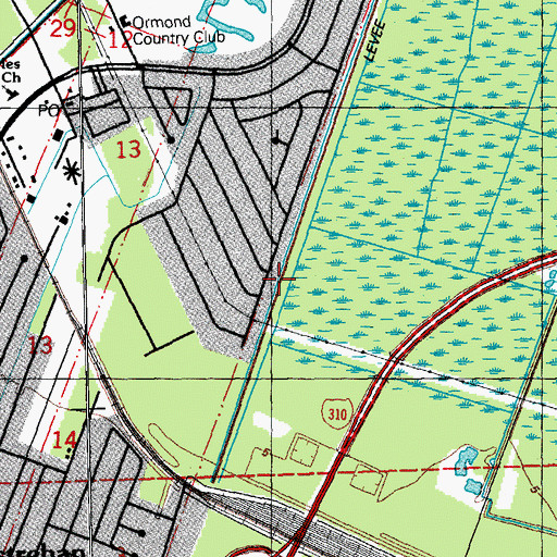 Topographic Map of Destrehan Census Designated Place, LA