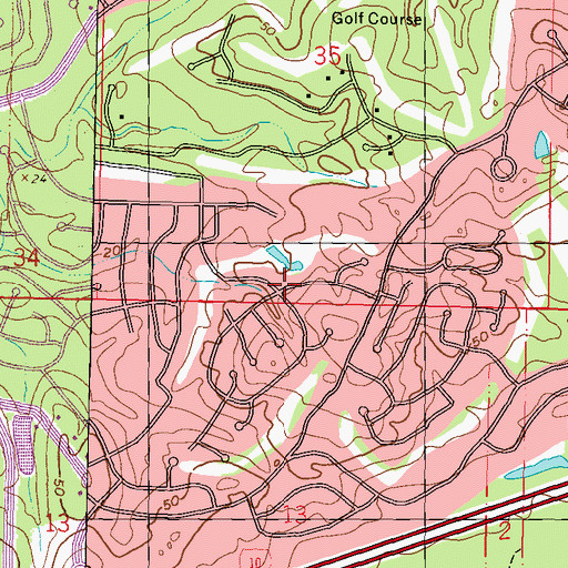 Topographic Map of Diamondhead Census Designated Place, MS