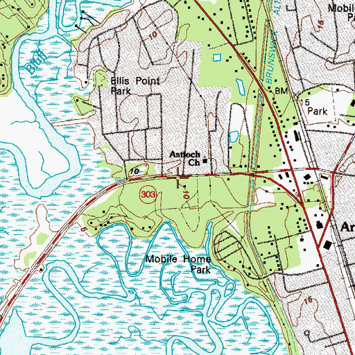 Topographic Map of Dock Junction Census Designated Place, GA