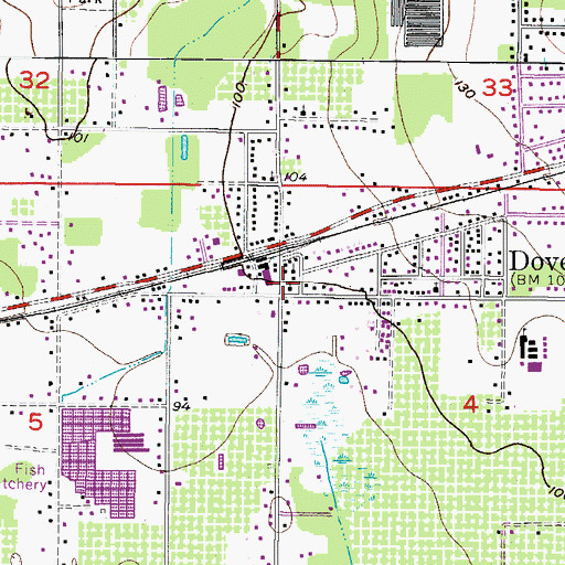 Topographic Map of Dover Census Designated Place, FL