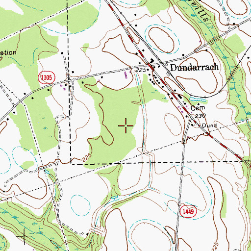 Topographic Map of Dundarrach Census Designated Place, NC