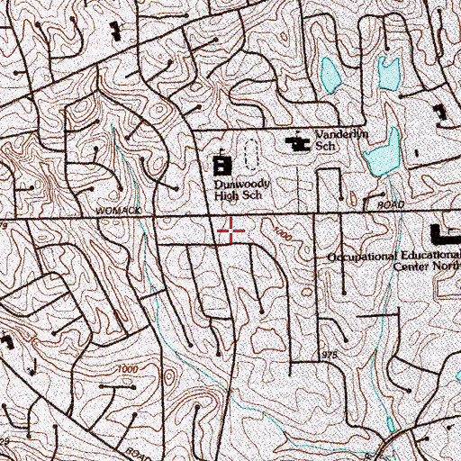Topographic Map of Dunwoody Census Designated Place (historical), GA