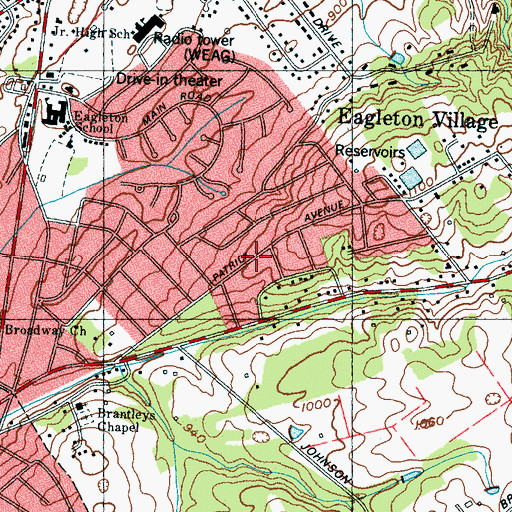 Topographic Map of Eagleton Village Census Designated Place, TN