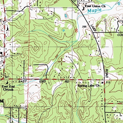 Topographic Map of East End Census Designated Place, AR
