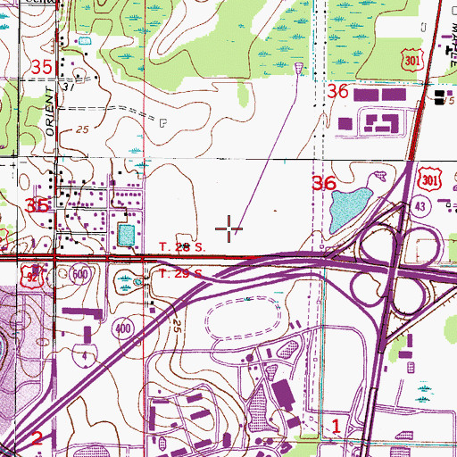 Topographic Map of East Lake-Orient Park Census Designated Place, FL