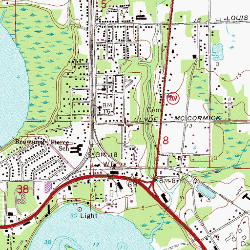 Topographic Map of East Palatka Census Designated Place, FL