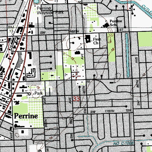Topographic Map of East Perrine Census Designated Place (historical), FL