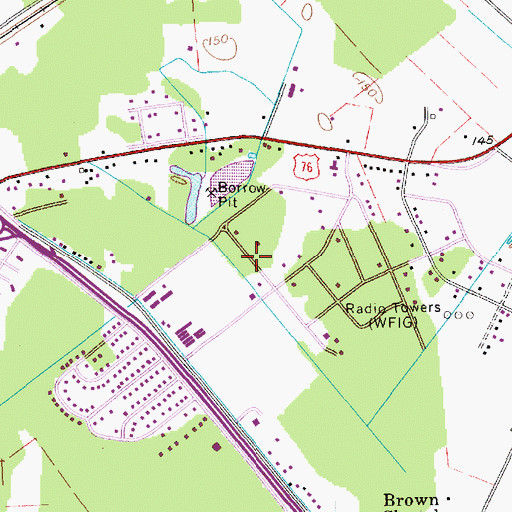 Topographic Map of East Sumter Census Designated Place, SC