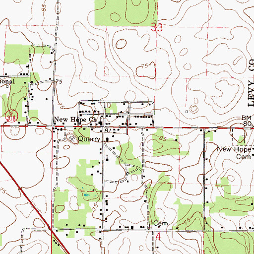 Topographic Map of East Williston Census Designated Place, FL