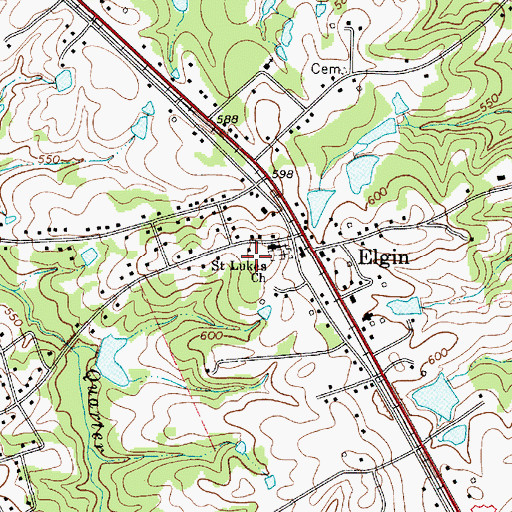 Topographic Map of Elgin Census Designated Place, SC