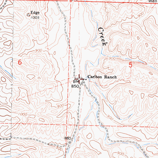 Topographic Map of Carlton Ranch, CA