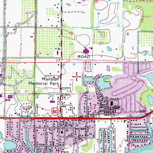 Topographic Map of Ellenton Census Designated Place, FL