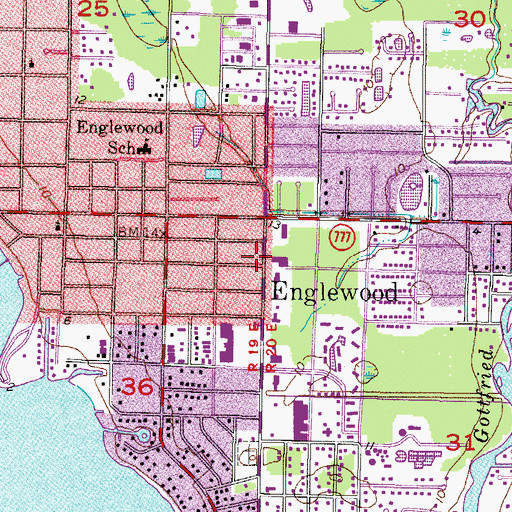 Topographic Map of Englewood Census Designated Place, FL