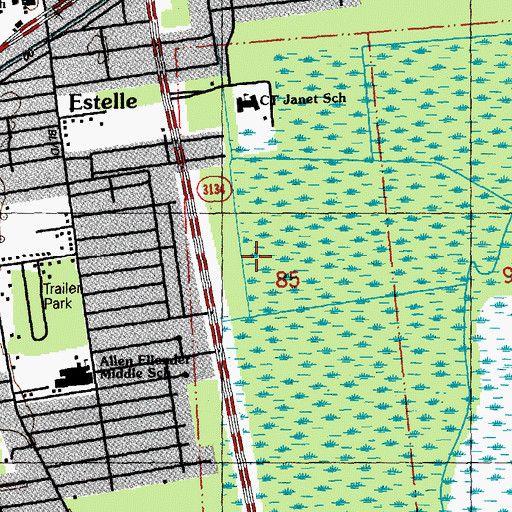 Topographic Map of Estelle Census Designated Place, LA