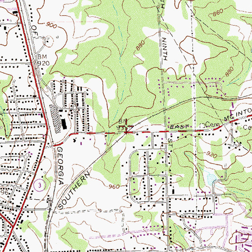Topographic Map of Experiment Census Designated Place, GA