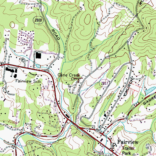 Topographic Map of Fairview Census Designated Place, NC