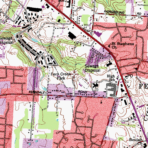 Topographic Map of Fern Creek Census Designated Place (historical), KY
