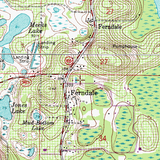 Topographic Map of Ferndale Census Designated Place, FL
