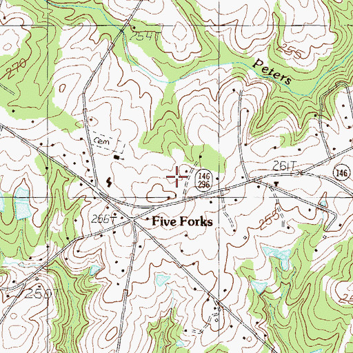 Topographic Map of Five Forks Census Designated Place, SC