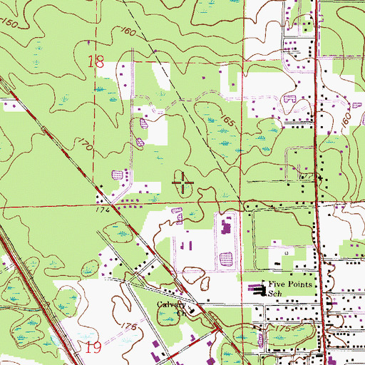 Topographic Map of Five Points Census Designated Place, FL