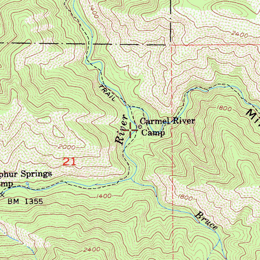 Topographic Map of Carmel River Camp, CA