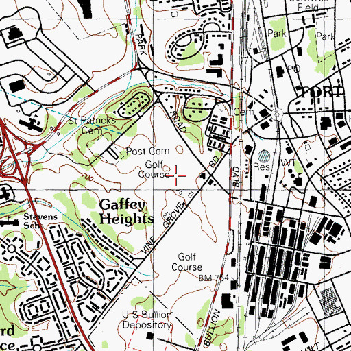 Topographic Map of Fort Knox Census Designated Place, KY