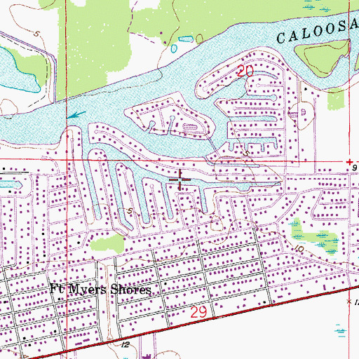 Topographic Map of Fort Myers Shores Census Designated Place, FL