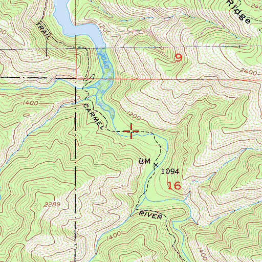 Topographic Map of Carmel River Trail, CA