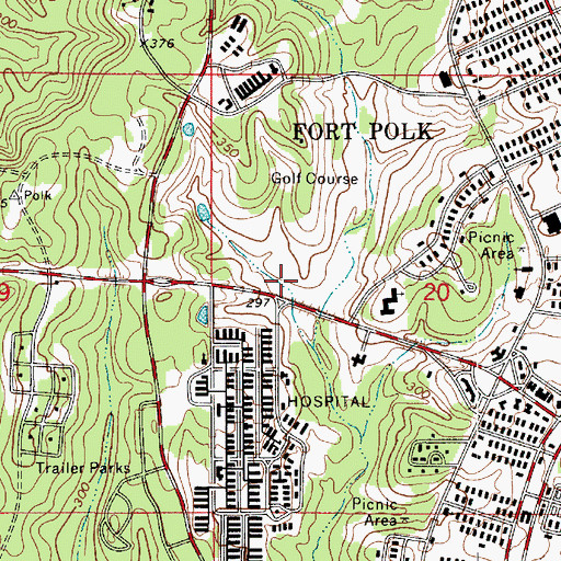 Topographic Map of Fort Polk South Census Designated Place, LA