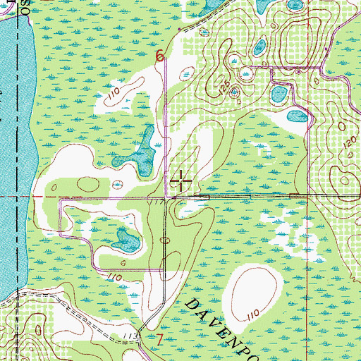 Topographic Map of Four Corners Census Designated Place, FL