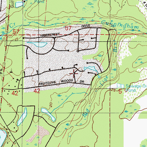 Topographic Map of Fruit Cove Census Designated Place, FL