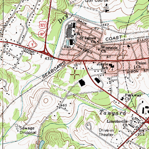 Topographic Map of Gayle Mill Census Designated Place, SC