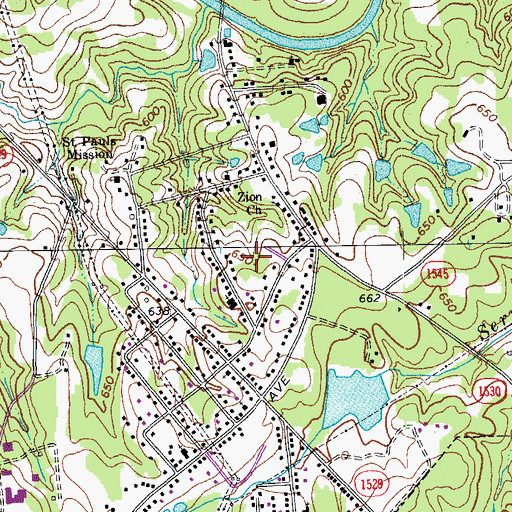 Topographic Map of Glen Raven Census Designated Place, NC